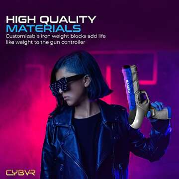 CYBVR Weighted Gun Stock Controller Grips for the Oculus Quest 2 - VR Accessories for the Meta Quest 2 (Blue)