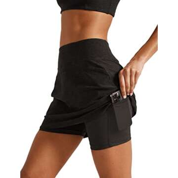 Beyond Yoga Women's Spacedye Movement Active Tennis Skirt with Built-in Shorts (as1, Alpha, s, Regular, Regular, Nocturnal Navy)