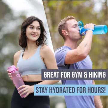 Embrava Best Sports Water Bottle - 32oz Large - Fast Flow, Flip Top Leak Proof Lid - Non-Toxic BPA F...