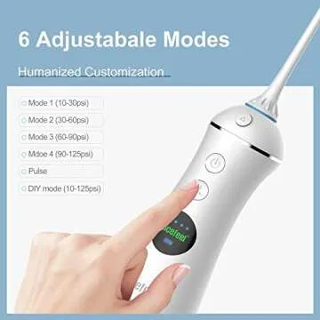 Nicefeel Portable Water Flosser Cordless Rechargeable Dental Cleaner Irrigator, with Gravity Ball, LCD Display, 300ml tank 6 Modes 4 Jet Tips, and IPX7 Water proof for Travel & Home & Braces