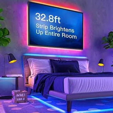 LED Strip Lights 16.4ft x 2 Rolls 5050 RGB 32.8ft Color Changing Lights Flexible Tape 300 LEDs Light Strips Kit with IR Remote Controller Power Kit for Home Bedroom Kitchen DIY Decoration