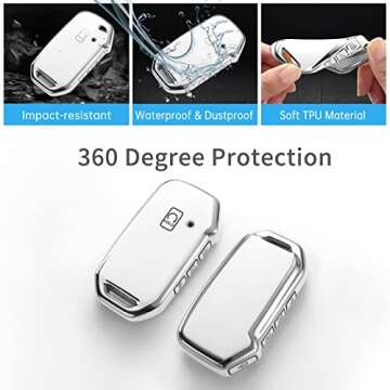 SINLAKUA for Kia Key Fob Cover with Keychains,for 2018-2022 Kia Ceed Cerato Forte Niro Seltos Sorento Soul Sportage Telluride 5 Buttons Smart Key Fob Accessories Smart Key Shell Full Protection White