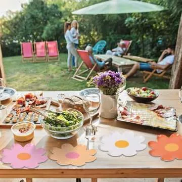 AimFun Daisy Paper Plates Disposable Groovy Party Plates 7inch Flower Shaped Dessert Plates for Spring Birthday Baby Shower Wedding Bridal Party Decor Supplies (36, Mix Colors)