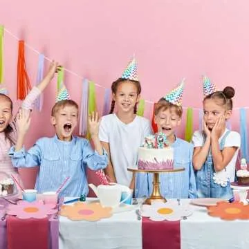 AimFun Daisy Paper Plates Disposable Groovy Party Plates 7inch Flower Shaped Dessert Plates for Spring Birthday Baby Shower Wedding Bridal Party Decor Supplies (36, Mix Colors)