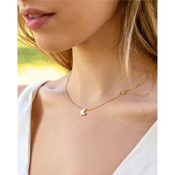 Benevolence LA Gold Butterfly Necklace, Dainty Necklaces for Women, Cute Fashion Jewelry, Gifts All ...