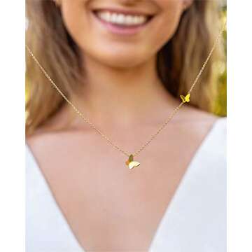 Benevolence LA Gold Butterfly Necklace, Dainty Necklaces for Women, Cute Fashion Jewelry, Gifts All Occasion to Mom, Daughter, Girlfriend | Valentines Day Gifts for Her