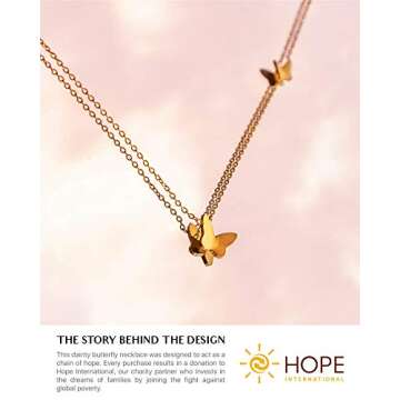 Benevolence LA Gold Butterfly Necklace, Dainty Necklaces for Women, Cute Fashion Jewelry, Gifts All Occasion to Mom, Daughter, Girlfriend | Valentines Day Gifts for Her