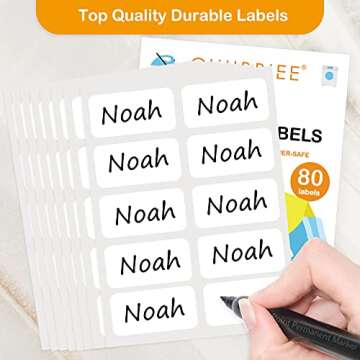 All Purpose No-Iron Kids Clothing Labels, Self-Stick Write-On Fabric Labels for Camp, School, Daycar...