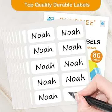 All Purpose No-Iron Kids Clothing Labels, Self-Stick Write-On Fabric Labels for Camp, School, Daycar...