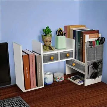 X-cosrack Expandable Desktop Bookshelf with Drawers