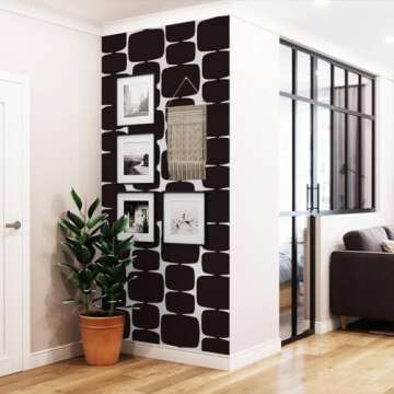 lenify Black and Grey Peel and Stick Wallpaper Geometric Contact Paper 17.7inch x 118.1inch Black Geometric Wallpaper for Cabinets Shelf Liner Removable Beads Self Adhesive Decor Wall Paper