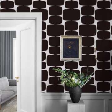 lenify Black and Grey Peel and Stick Wallpaper Geometric Contact Paper 17.7inch x 118.1inch Black Geometric Wallpaper for Cabinets Shelf Liner Removable Beads Self Adhesive Decor Wall Paper