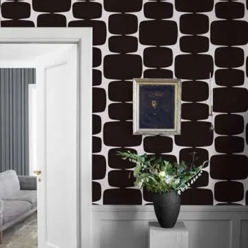 lenify Black and Grey Peel and Stick Wallpaper Geometric Contact Paper 17.7inch x 118.1inch Black Geometric Wallpaper for Cabinets Shelf Liner Removable Beads Self Adhesive Decor Wall Paper