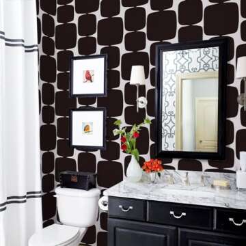 lenify Black and Grey Peel and Stick Wallpaper Geometric Contact Paper 17.7inch x 118.1inch Black Geometric Wallpaper for Cabinets Shelf Liner Removable Beads Self Adhesive Decor Wall Paper