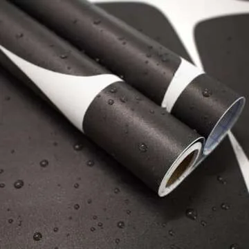 lenify Black and Grey Peel and Stick Wallpaper Geometric Contact Paper 17.7inch x 118.1inch Black Geometric Wallpaper for Cabinets Shelf Liner Removable Beads Self Adhesive Decor Wall Paper