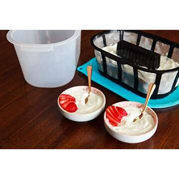 Hatrigo 1-Gallon Greek Yogurt Maker with Extra Fine Mesh BPA-Free Large Stainless Steel Strainer, Makes Thick Creamy Greek Yogurt (14 x 10 x 7 in)