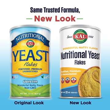 KAL Nutritional Yeast Flakes, Fortified with B12, Folic Acid & Other B Vitamins, Unsweetened, Great ...