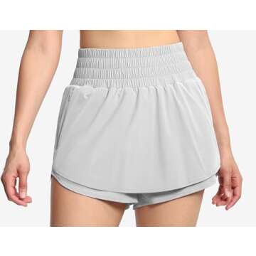 THE GYM PEOPLE Women’s Athletic Shorts Quick Dry Ruffle Tennis Skorts with Pockets