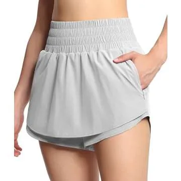 Athletic Women's Workout Shorts with Ruffle Design and Pockets