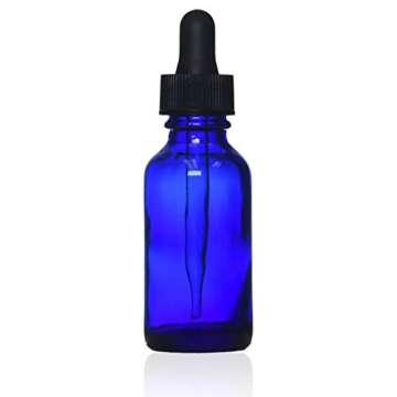 Cobalt Glass Bottles with Eye Droppers (2 oz, 4 pk) For Essential Oils, Colognes & Perfumes, Blank L...