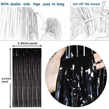 TIK Tok Birthday Decorations TIK TOK Party Photo Backdrop, TIK Tok Party Decorations Fuchsia Black Teal Foil Curtains for TIK Tok Party