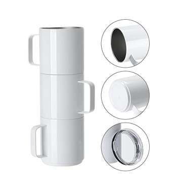 PYD Life Sublimation Mugs Kids Stacked Mugs Set 13 OZ White Blanks,Coffee Travel Camping Mugs for Cricut Mug Press Tumbler Heat Press Sublimation Oven Printing 4 Pack