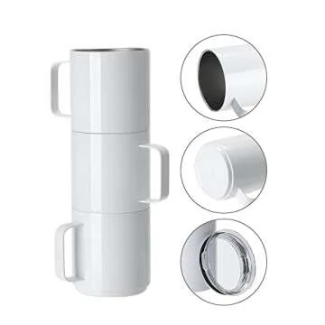 PYD Life Sublimation Mugs Kids Stacked Mugs Set 13 OZ White Blanks,Coffee Travel Camping Mugs for Cricut Mug Press Tumbler Heat Press Sublimation Oven Printing 4 Pack