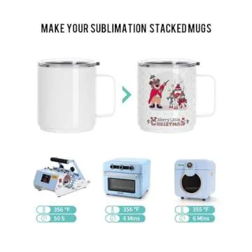 PYD Life Sublimation Mugs Kids Stacked Mugs Set 13 OZ White Blanks,Coffee Travel Camping Mugs for Cricut Mug Press Tumbler Heat Press Sublimation Oven Printing 4 Pack