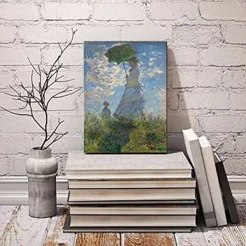 Wieco Art Woman with a Parasol Madame Monet and Her Son Canvas Prints Wall Art of Claude Monet Famou...