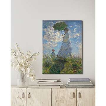 Wieco Art Woman with a Parasol Madame Monet and Her Son Canvas Prints Wall Art of Claude Monet Famous Classic Oil Paintings Reproduction People Landscape Pictures Artwork