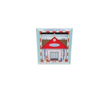 Jack Rabbit Creations Auto Garage Suitcase Playset 16 Eco-Friendly Wooden Figures- Travel Toys- Includes Mechanics, Cars, Lifts, Gas Pump, Oil, Lifts and Tires- Boys and Girls 3+