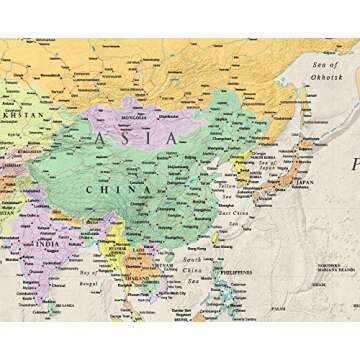 32x50 RMC World Classic Wall Map Framed Edition