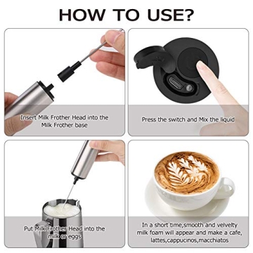 Rechargeable Mathtoxyz Handheld Milk Frother for Coffee