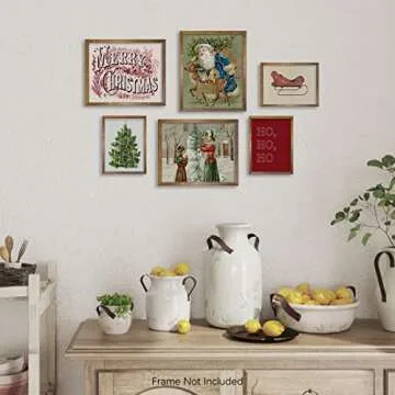 Rustic Snowy Winter Room Decor - Aesthetic Botanical Picture - Christmas Wall Art - Boho French Country Bathroom Poster Print - Vintage Farmhouse Holiday Wall Decor - Art Set of 6 Neutral Gallery Wall