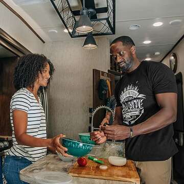 Camco Bamboo Cutting Board Durable, 18 x 14 x 3 Inches, Easy to Clean Board with Built In Juice Groove, Counter Edge for Stability, Ideal for Knives