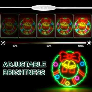 FITNATE Christmas Wreath Neon Sign for Wall Door Decor, 16'' Dimmable Christmas Neon Light, USB Powered LED Neon Sign for Living Room, Bedroom, Christmas Party Decor