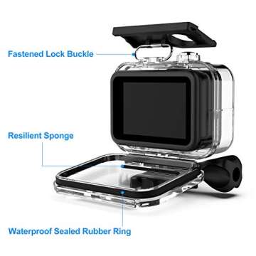 Kuptone Waterproof Case 60M/196FT Underwater Protective Dive Housing Shell with Bracket Mount Accessories for Go Pro 11/10/9 Action Camera