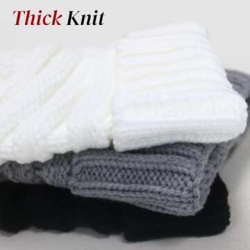 ANTI-REBOUNDUMBRE Winter Hats for Women Warm Beanies Soft Cable Knit Beanie for Women Skull Cap Black