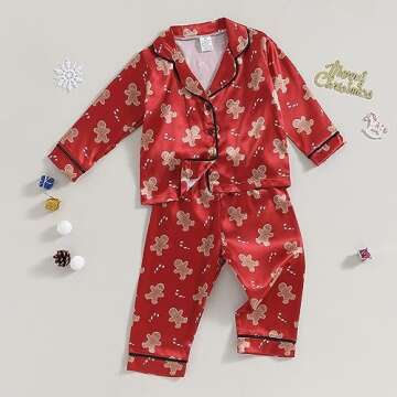Kids Baby Girl Boy Satin Pajamas Set Button Down Sleep Shirt Top+Long Pants Bottoms Sleepwear Lounge...