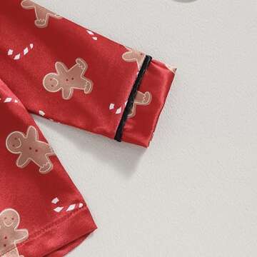 Kids Baby Girl Boy Satin Pajamas Set Button Down Sleep Shirt Top+Long Pants Bottoms Sleepwear Loungewear Clothes (C Cookie a #, 1-2 Years)