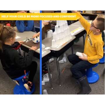 Studico ActiveChairs Kids Wobble Stool, Flexible Seating for Preschool & Elementary Classrooms, Improves Focus, Posture & ADHD/ADD, 14" Active Desk Chairs, Ages 3-7, Blue