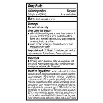 Amazon Basics Clarifying Pink Grapefruit Body Wash, 2% Salicylic Acid Acne Treatment, Dermatologist Tested, 8.5 Fluid Ounces, Pack of 1