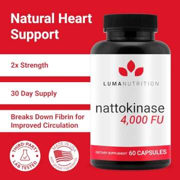 Luma Nutrition Nattokinase Supplement - Japanese Natto 4000 FU Per Serving, Premium Heart Health Support - Vegan & Gluten Free - 60 Capsules - Made in USA