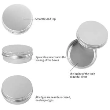 Moretoes 48 Pack Metal Round Tins with Screw Lids