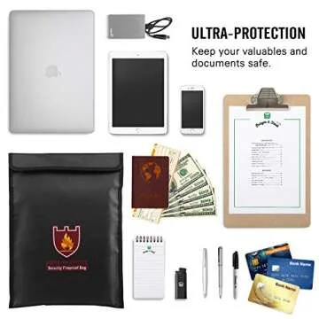 Fireproof Money & Document Bag, MoKo File Document Organizer 15" x 11" Fire & Water Resistant Cash & Envelope Holder, Protect Your Valuables, Documents, Money, Zipper Closure for Protection, Black