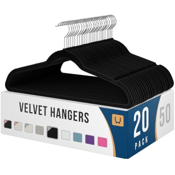 Black Velvet Hangers 20 Pack - Clothes Hangers Non Slip Felt Hangers - Durable Coat Hanger, Slim Des...