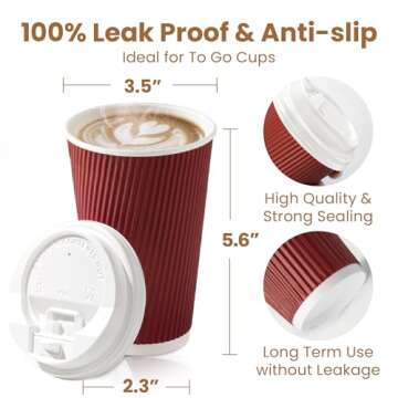 50 Pack Insulated Disposable Coffee Cups with Lids