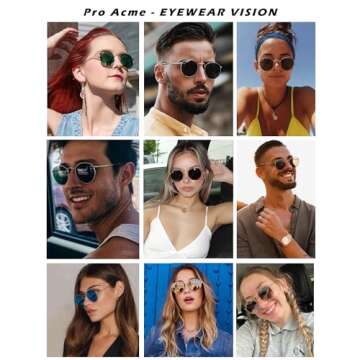 Pro Acme Small Round Sunglasses for Women Men Classic Crystal Glass Lens Retro Circle Metal SunGlasses,50mm(Crystal All Black Lens)