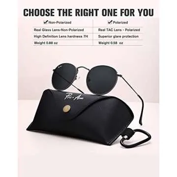 Pro Acme Small Round Sunglasses for Women Men Classic Crystal Glass Lens Retro Circle Metal SunGlasses,50mm(Crystal All Black Lens)