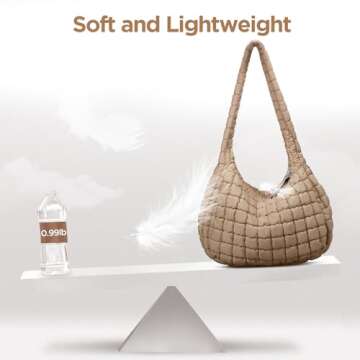 Puffer Tote Bag for Women Large Quilted Tote Bag Quilted Carryall Bag Soft Puffy Crossbody Bag Hobo Handbags Puff Purse